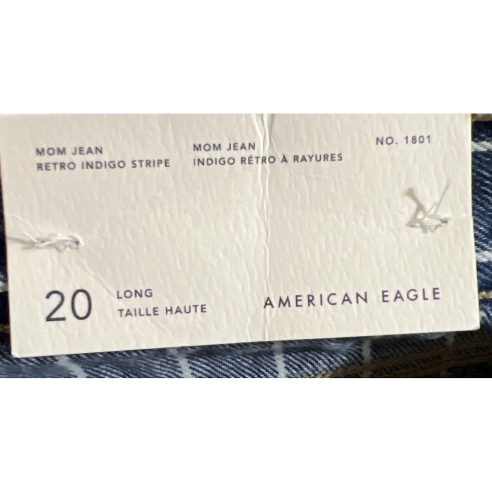 New $50 American Eagle Women's Pinstripe Mom Jeans High Rise Size 20 Long 40x30 - Picture 4 of 9